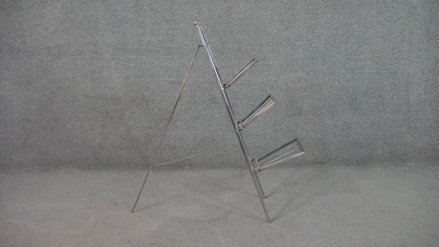 A chrome ladder design folding magazine rack. H.90 W.24 D.54cm - Image 5 of 6