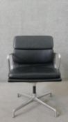 Charles and Ray Eames for Vitra, a Model EA207 or EA208 Soft Pad desk chair with black leather