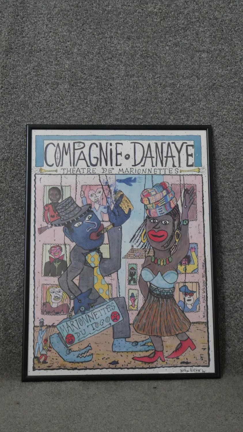 William Adjété Wilson (French b1952), 'Compagnie Danaye, Theatre De Marionettes', lithograph, signed - Image 2 of 8