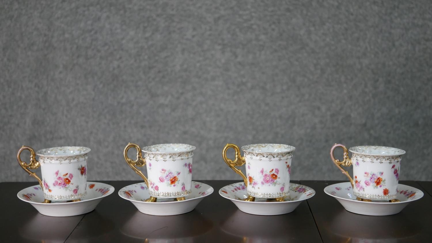 A collection of early 20th century hand painted and transfer printed fine china cups and saucers, - Image 3 of 21