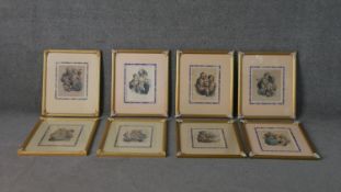 Jules Boilly (b. 1796 - 1874), eight framed and glazed hand coloured 18th century engravings, signed