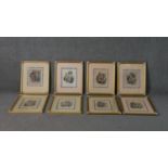 Jules Boilly (b. 1796 - 1874), eight framed and glazed hand coloured 18th century engravings, signed