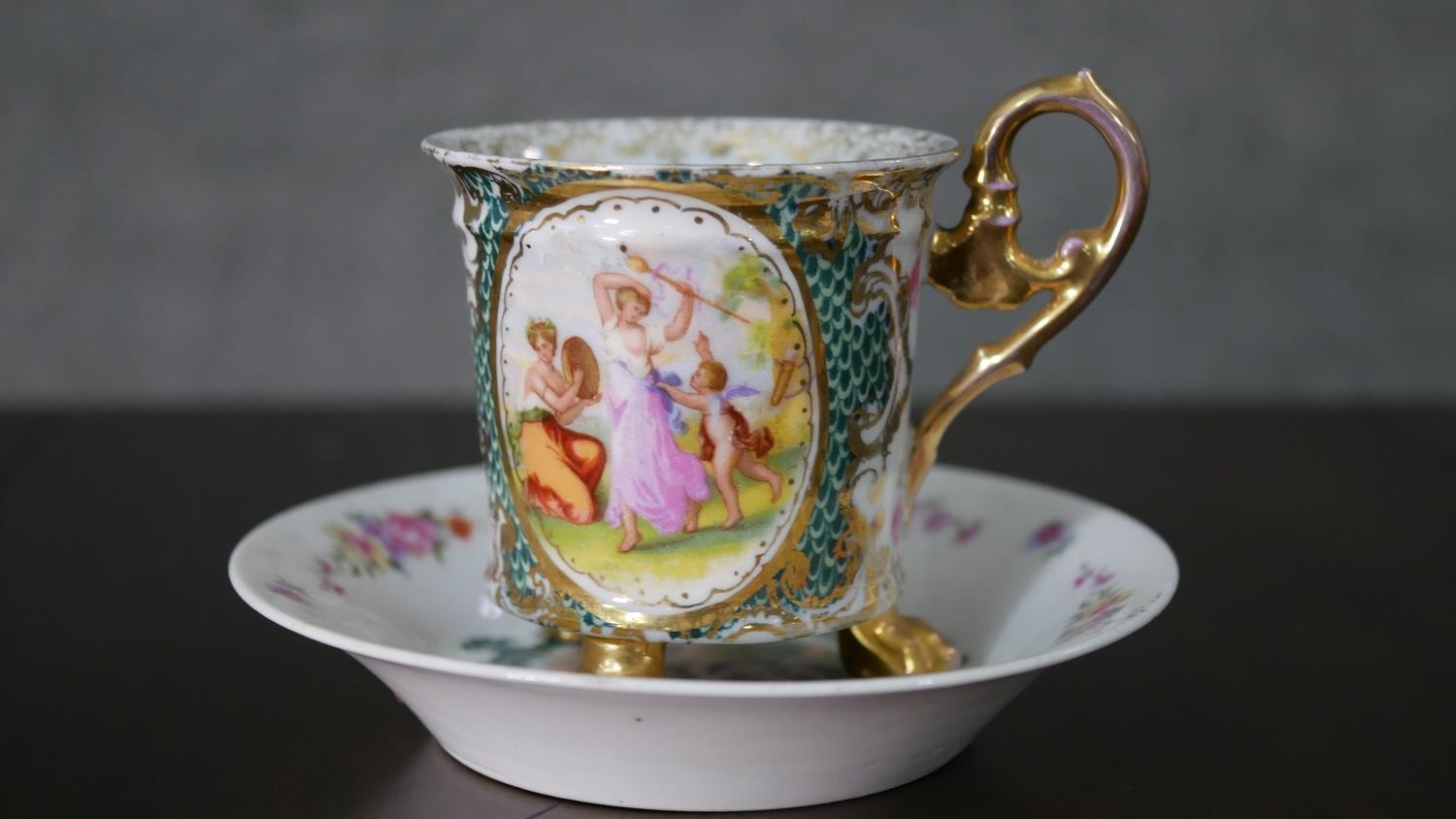 A collection of early 20th century hand painted and transfer printed fine china cups and saucers, - Image 4 of 21