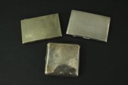 Three vintage silver cigarette cases, including two with engine turned decoration. Hallmarked: