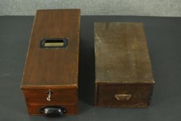 A mahogany vintage cash till along with a draw desk tidy and organiser. H.15 W.18 D.44cm.