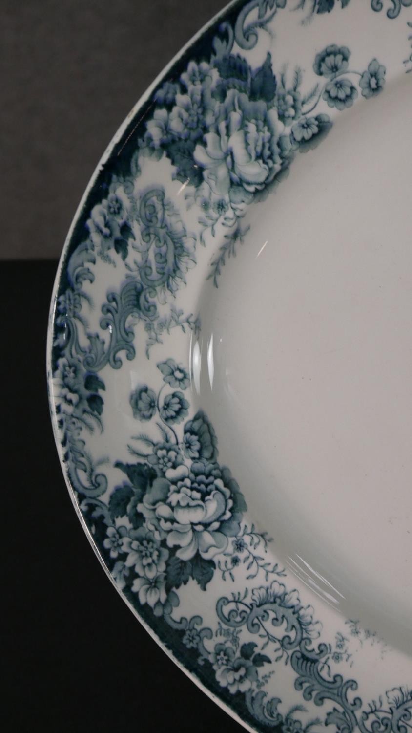 Two large porcelain platters, including a Rosenthal pink floral design platter. Makers mark to the - Image 7 of 9