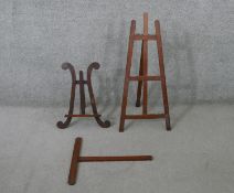 A pair of miniatures hardwood easels (loose stay). H.80 W.36cm (largest)