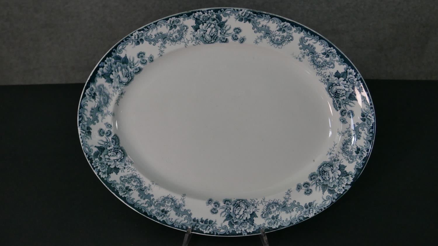 Two large porcelain platters, including a Rosenthal pink floral design platter. Makers mark to the - Image 6 of 9