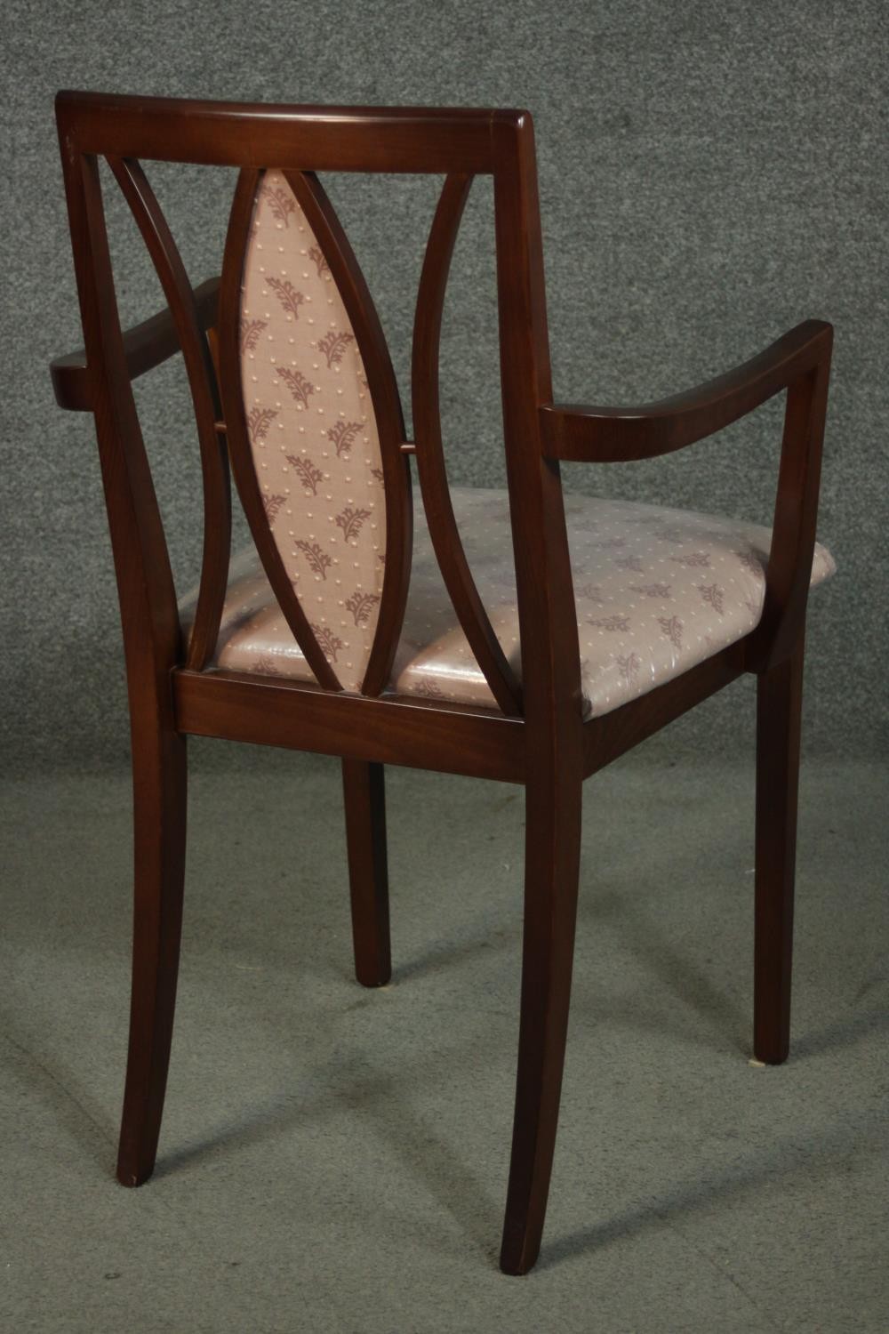 A G-Plan stained beech carver, with an eliptical padded back, on square section legs - Image 4 of 5