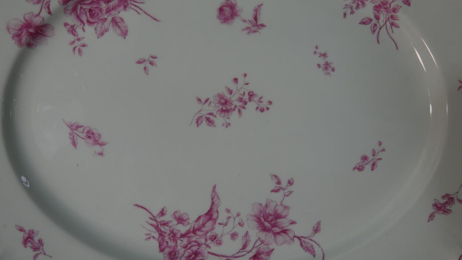 Two large porcelain platters, including a Rosenthal pink floral design platter. Makers mark to the - Image 4 of 9