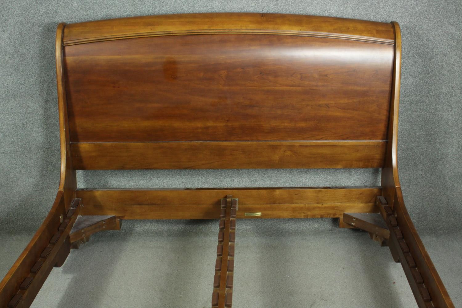 A French cherrywood king size sleigh bed frame. L.220 W.158. Mattress size. 190 x 150cm. - Image 2 of 11