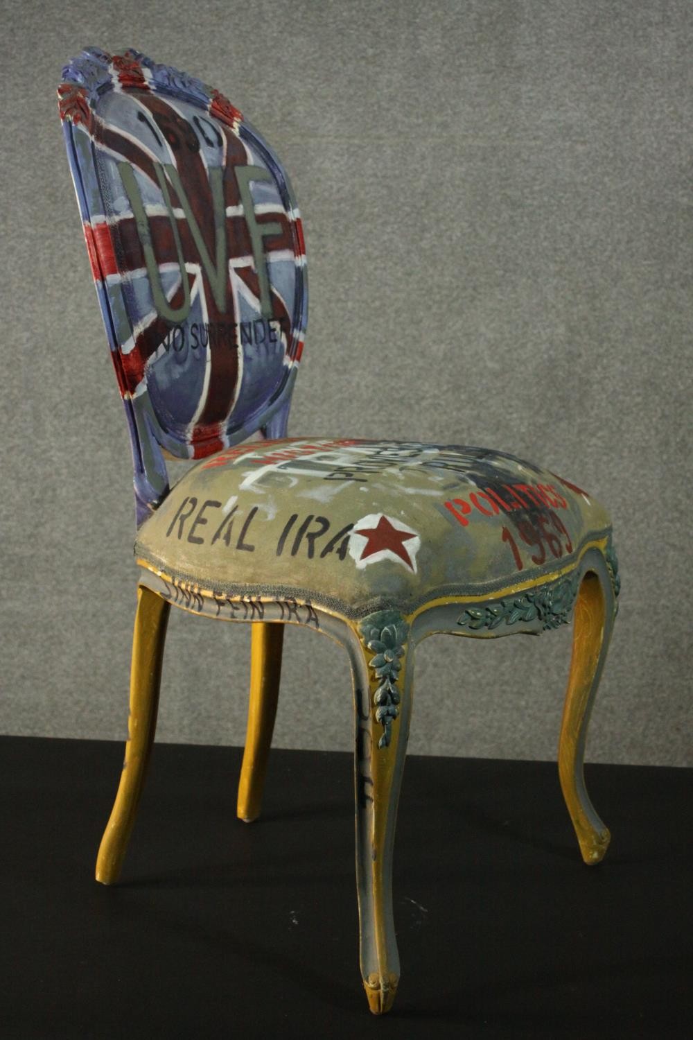 Ken Howard (British b.1932) A limited edition oil paint on fabric graffiti chair. Accompanied by - Image 3 of 12