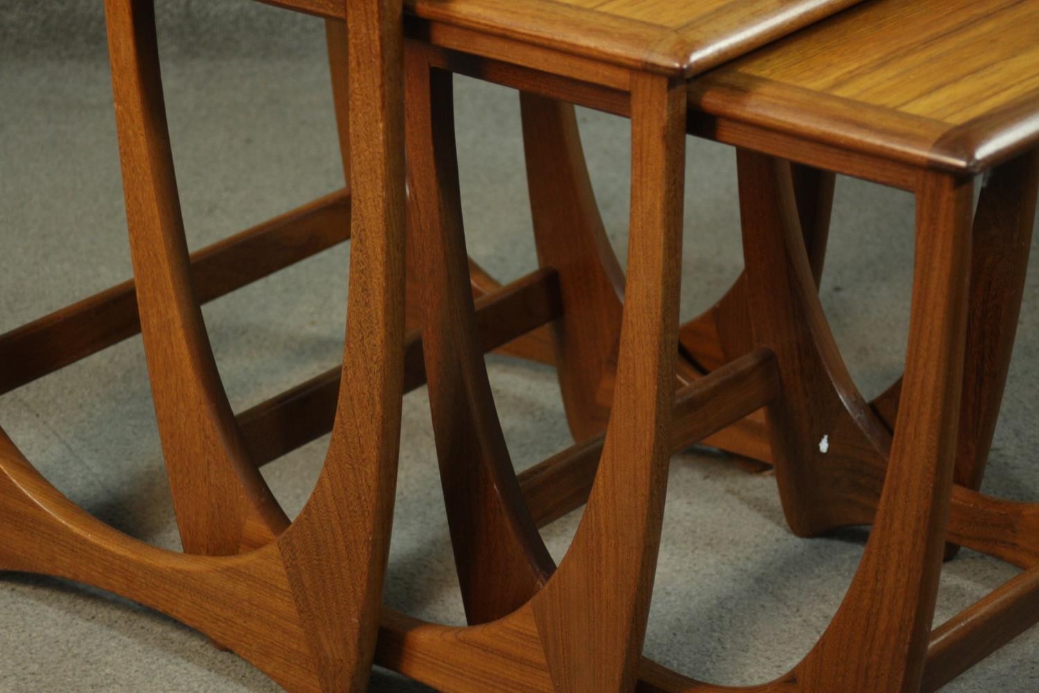 A circa 1970s nest of three teak G-Plan style tables, with crossbanded tops. H.51 W.50 D.49cm. - Image 5 of 9