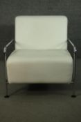 R T Design for Viccarbe, a contemporary Colubi lounge chair, with a tubular chromed frame, and white