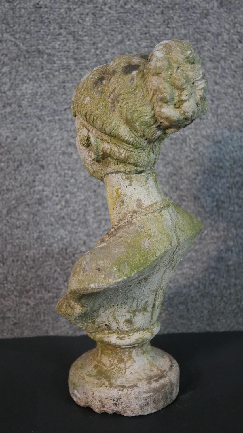 A composite bust of a young female with her hair up on a pedestal base. (head repaired) H.35 W.20cm - Image 6 of 8