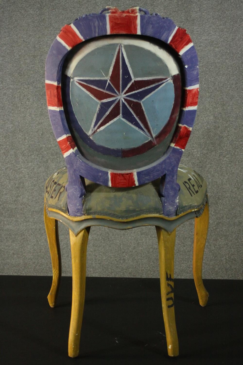 Ken Howard (British b.1932) A limited edition oil paint on fabric graffiti chair. Accompanied by - Image 5 of 12