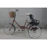 A vintage Pashley Picador Plus adult`s tricycle with twin child's seat.
