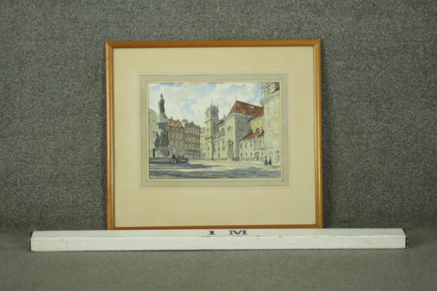 Bruce Flegg, watercolour on paper, Vienna city square, signed. H.54 W.59cm. - Image 3 of 7