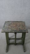 A 19th century Sheraton revival green painted metamorphic artist's easel table, of the type made