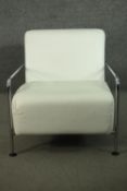 R T Design for Viccarbe, a contemporary Colubi lounge chair, with a tubular chromed frame, and white