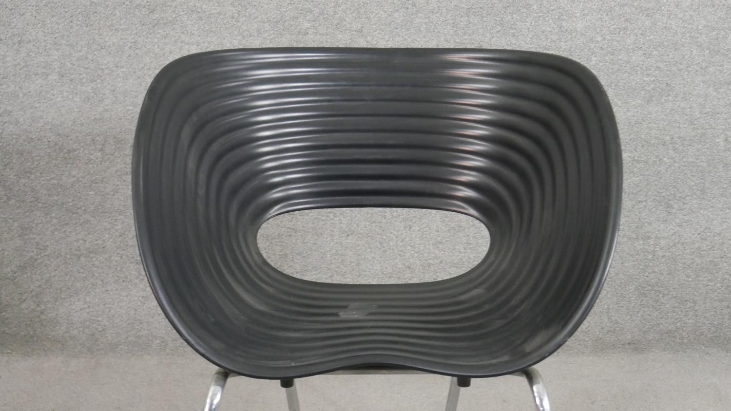 A Ron Arad Tom Vac black polypropylene chair, the seat of oval ribbed form, on tubular chromed legs. - Image 3 of 7