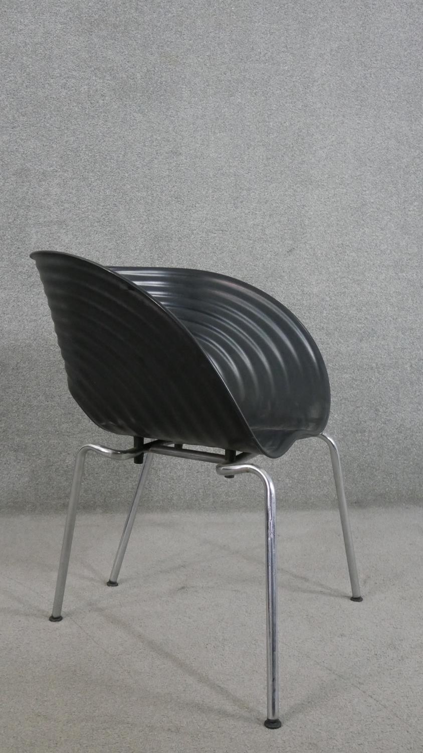 A Ron Arad Tom Vac black polypropylene chair, the seat of oval ribbed form, on tubular chromed legs. - Image 2 of 7