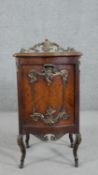 A French Louis XV style Rococo revival quarter veneered mahogany coal purdonium, circa 1900, with