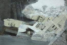 He Hong Wei, 1971, "Sars 1" Mixed media on paper, label verso. H.92 W.120cm.