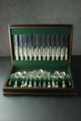 A complete canteen of silver plated King's pattern cutlery for six people. Stamped D.W.Hyde and