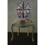 Ken Howard (British b.1932) A limited edition oil paint on fabric graffiti chair. Accompanied by