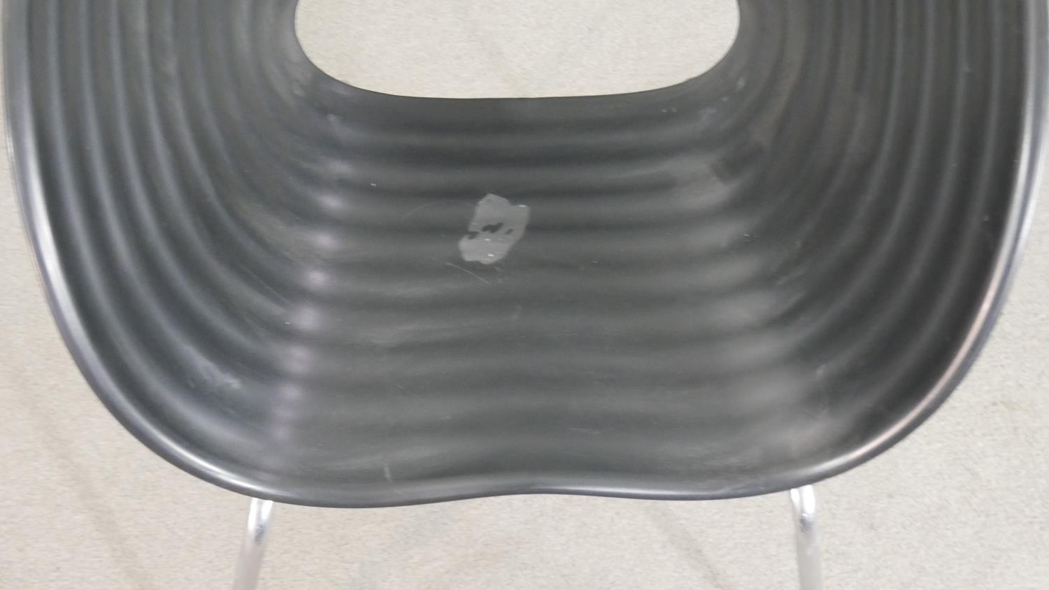 A Ron Arad Tom Vac black polypropylene chair, the seat of oval ribbed form, on tubular chromed legs. - Image 4 of 7