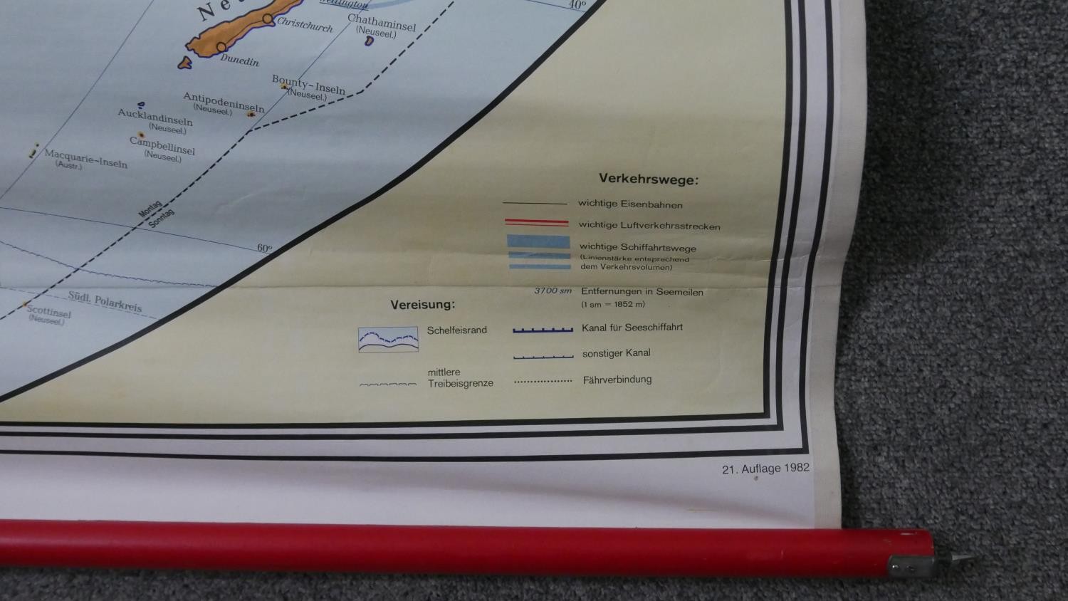 A 1982 Westermann German educational wall chart, depicting a map of the world, 'Die Erde Politisch'. - Image 5 of 7