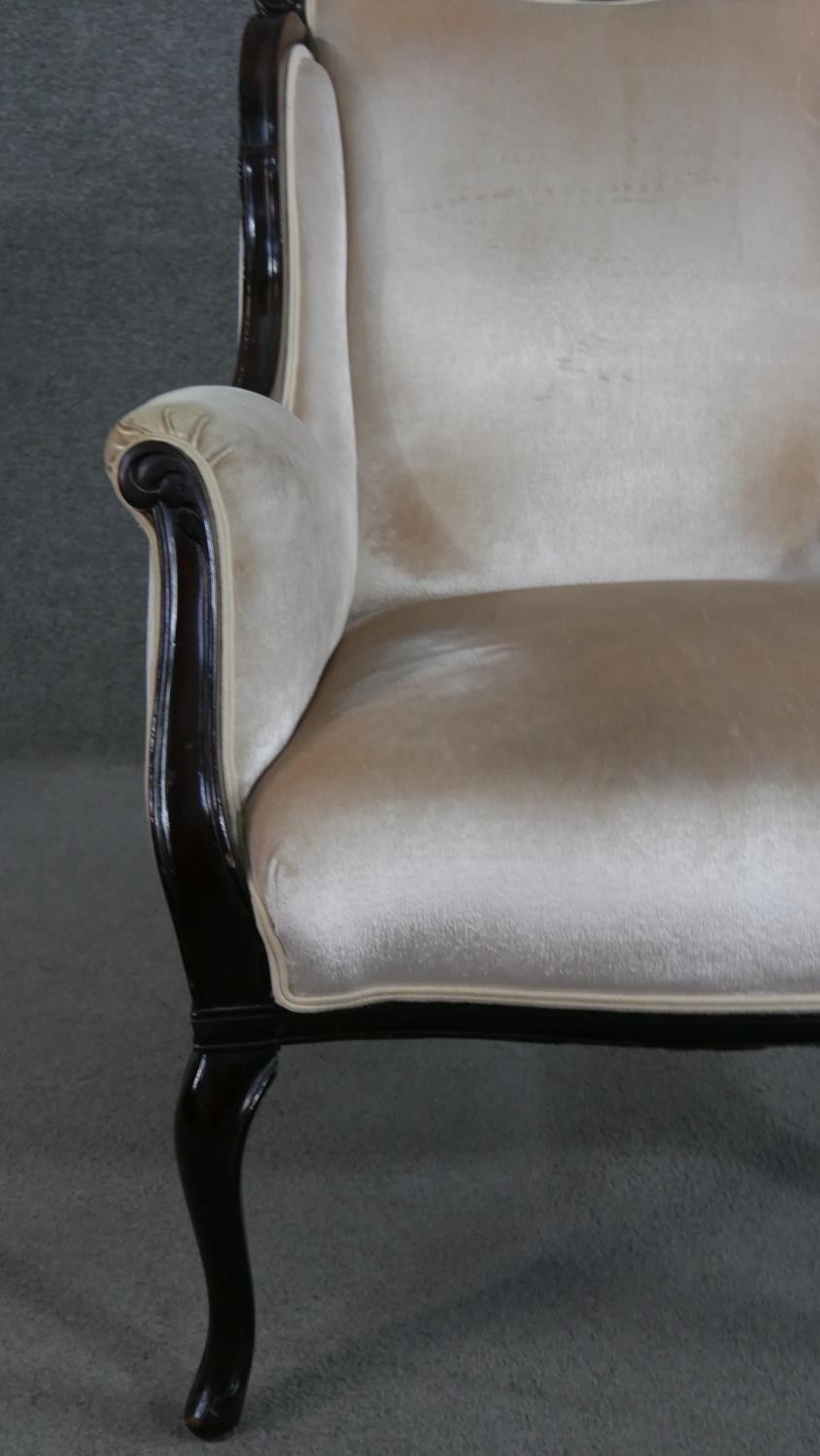 A circa 1900 mahogany armchair, with a carved crest, the scrolling arms, back and seat upholstered - Image 7 of 7
