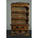 A 20th century miniature stained beech dresser, possibly an apprentice piece, complete with a
