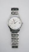 A Gentleman's Zenith Elite 680 automatic steel watch with articulated steel bracelet. White dial,