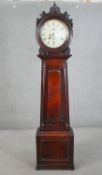 A mid 19th century Scottish Victorian mahogany drumhead longcase clock, the painted dial marked