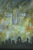 STOT21stCplanB (Steve Lowe and Harry Adams), 20th Century, "Bomb over London" Oil, encaustic and