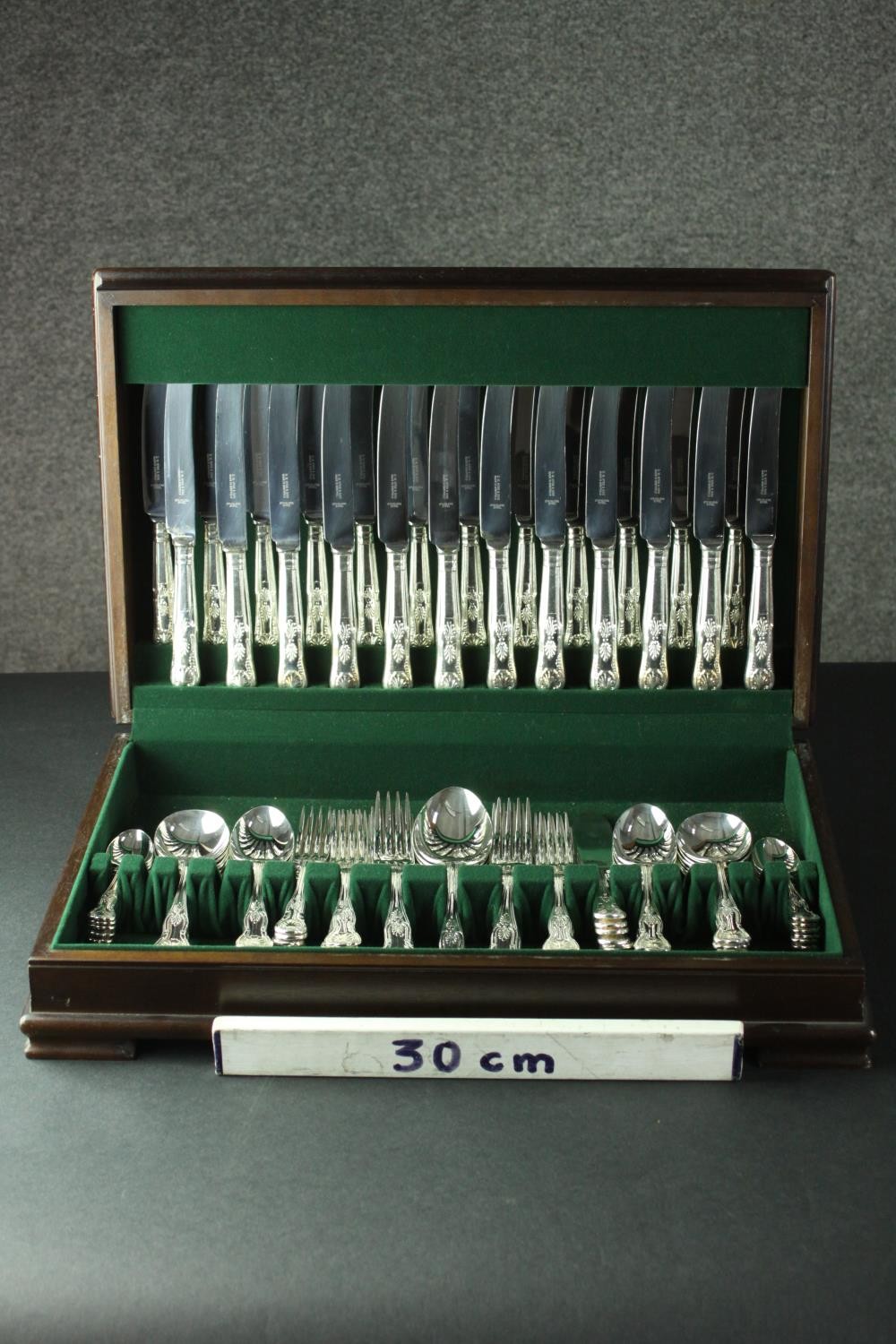 A complete canteen of silver plated King's pattern cutlery for six people. Stamped D.W.Hyde and - Image 2 of 13