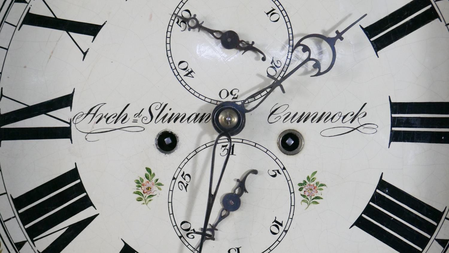 A 19th century mahogany cased longcase clock, the painted dial marked for Archibald Sliman, Cunnock, - Image 5 of 7