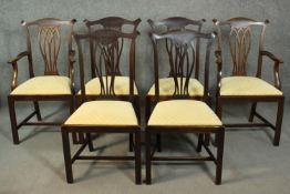 A set of six 18th century style mahogany dining chairs including two carvers and four side chairs,