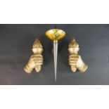 Herstal, Denmark, a circa 1980's wall light, with a polychrome shade, and a tapering body,