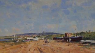 James Longueville RBSA PS (b.1942), Morston Towards Blakeney, oil on board, signed lower right,