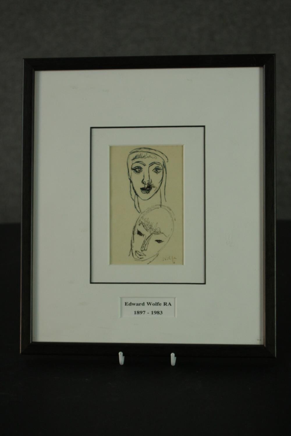 Edward Wolfe, South African (1897 - 1981), pen and ink drawing, two female heads, signed. H.32 W. - Image 2 of 7