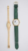 Three watches, including a boxed Raymond Weil ladies watch with leather strap and papers, a