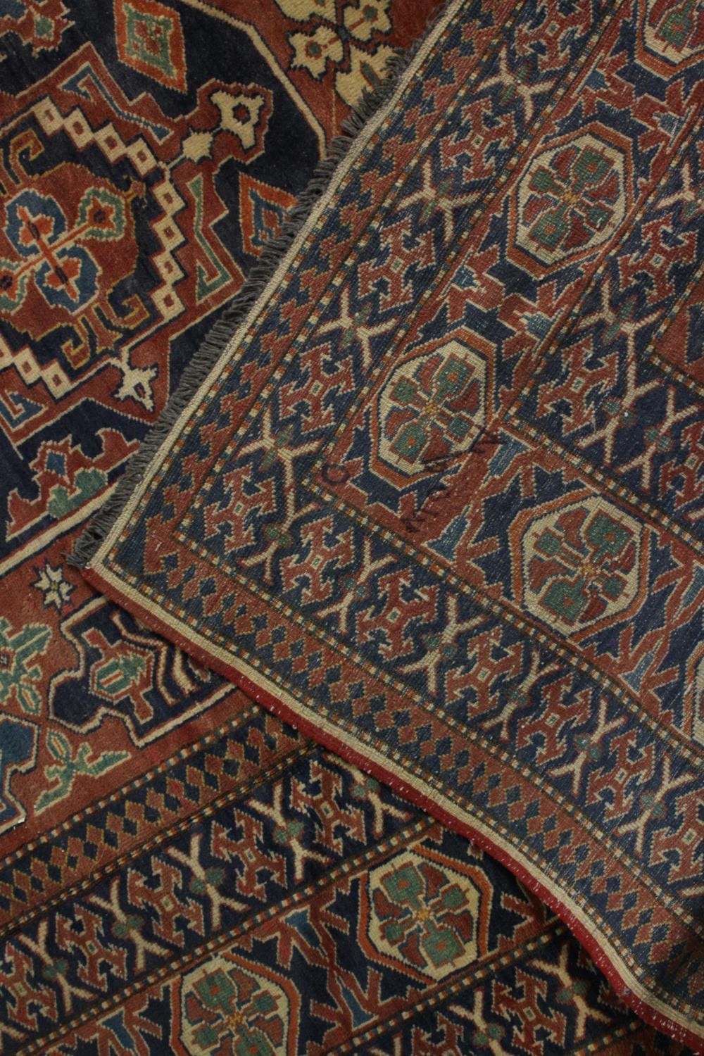 A hand made blue ground Chechen carpet. L.266 W.220cm. - Image 6 of 6