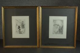 Salvador Dali (1904-1989), Leonardo Da Vinci and Toulouse-Lautrec, etchings, signed and dated in