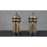 A pair of Grand Tour black marble, slate and omalous colonnade temple of Diana models. The