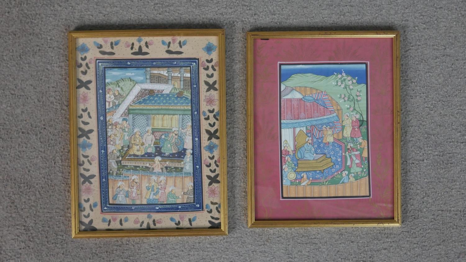 Six framed and glazed 20th century Indian gouache on paper of various courtroom scenes. H.45 W. - Image 7 of 11