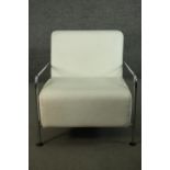 R T Design for Viccarbe, a contemporary Colubi lounge chair, with a tubular chromed frame, and white