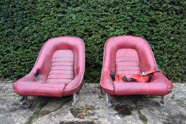 Vintage Ferrari front seats, a pair. H.55 W.50 D.53cm(This item is located at our Bath saleroom)